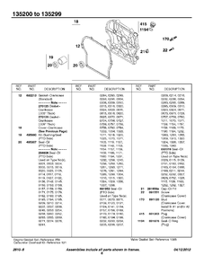 Crankcase Cover/Sump 2 Diagram and Parts List for 135207-0325-XX  Briggs and Stratton Engine